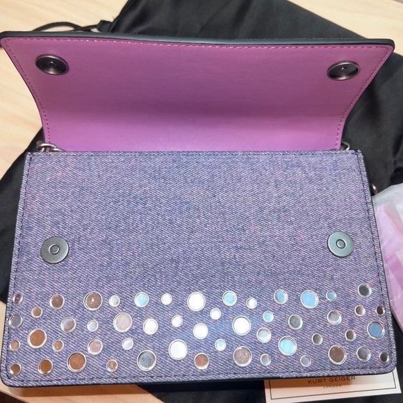 KURT GEIGER NWT Shoreditch Denim Studded Mini Convertible Shoulder Bag - Picture 14 of 15